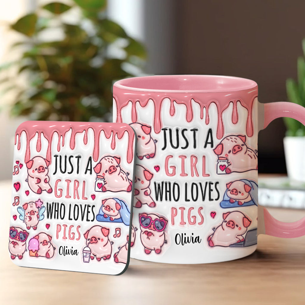 Mug personnalisé « Juste une fille qui aime les cochons »