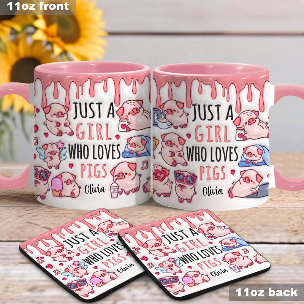 Mug personnalisé « Juste une fille qui aime les cochons »