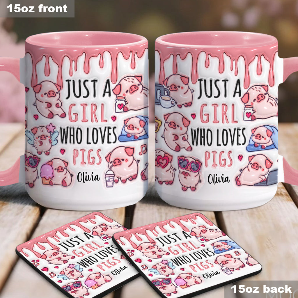 Mug personnalisé « Juste une fille qui aime les cochons »