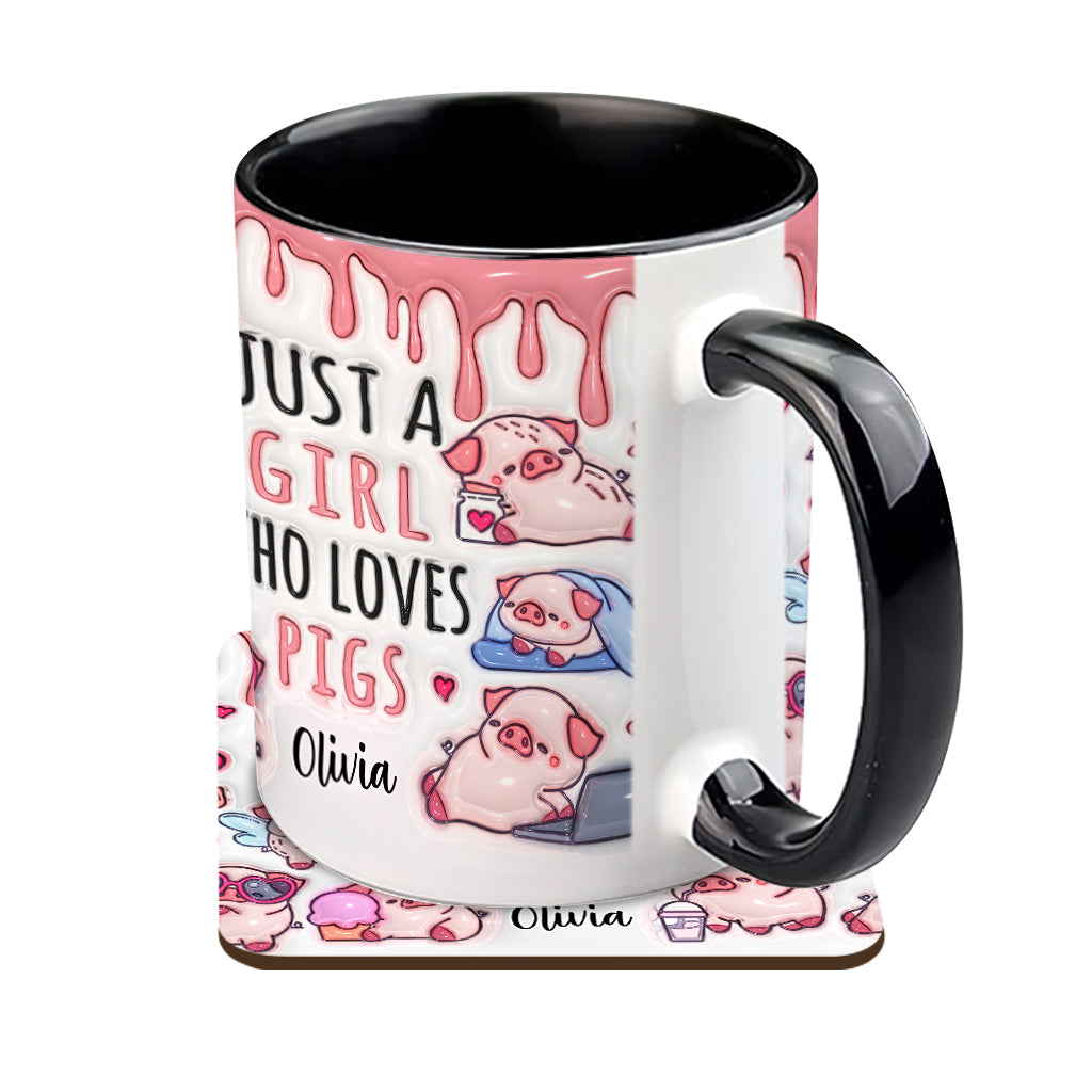 Mug personnalisé « Juste une fille qui aime les cochons »