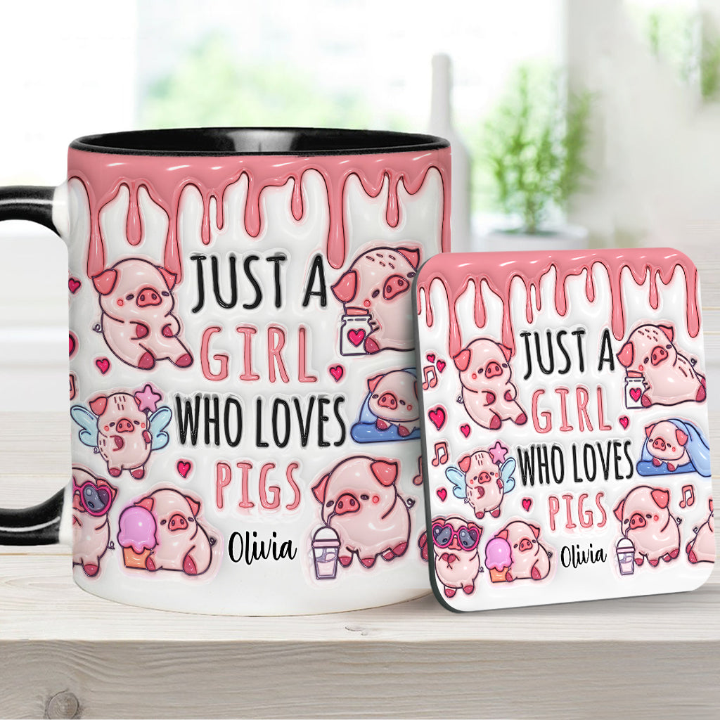 Mug personnalisé « Juste une fille qui aime les cochons »
