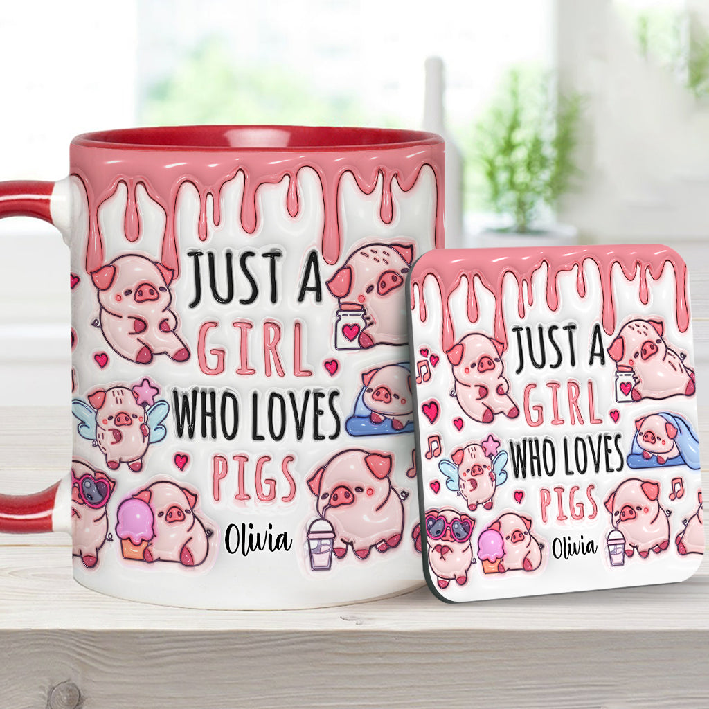 Mug personnalisé « Juste une fille qui aime les cochons »