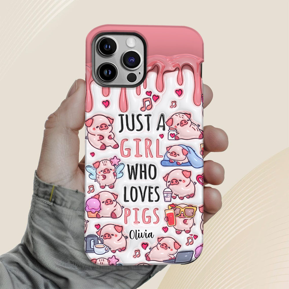 Just A Girl Who Loves Pigs - Personalized Pig Lover Full Print Phone Case
