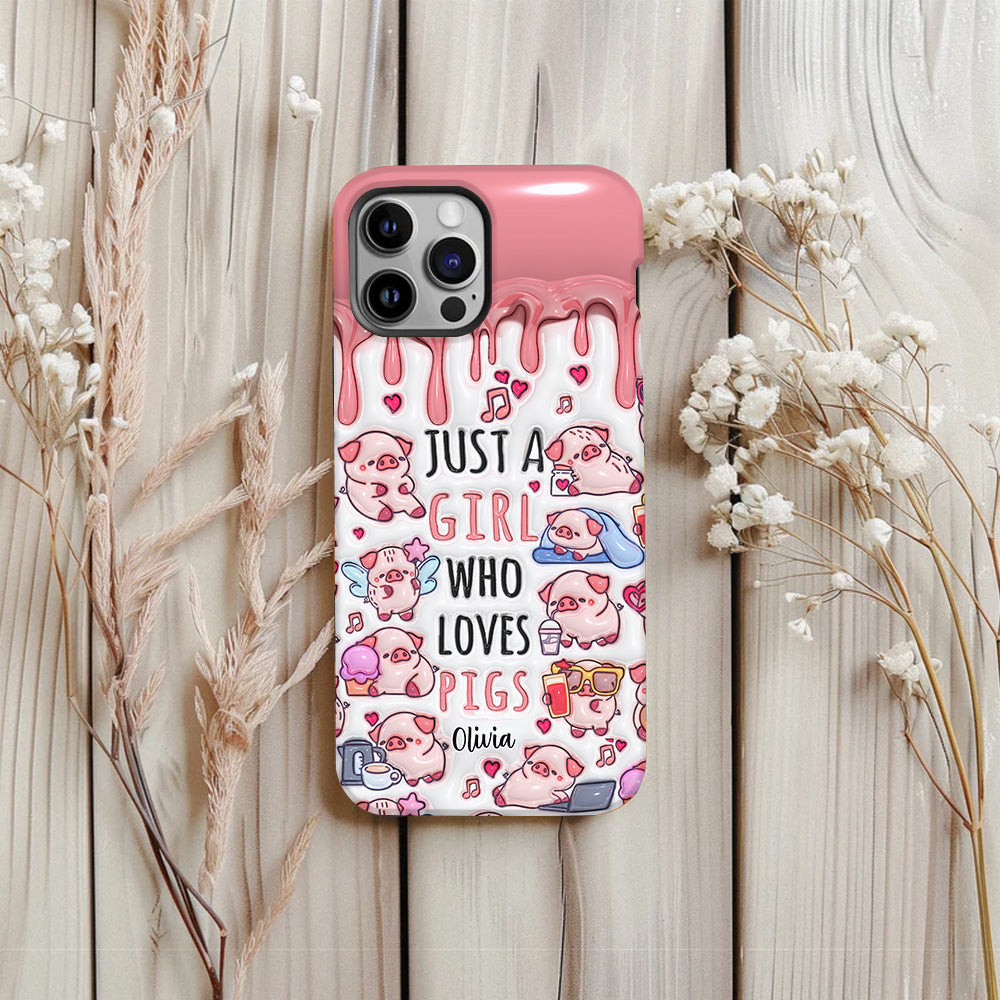Just A Girl Who Loves Pigs - Personalized Pig Lover Full Print Phone Case