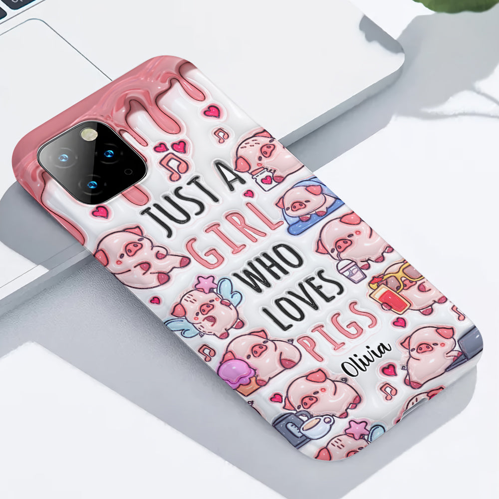 Just A Girl Who Loves Pigs - Personalized Pig Lover Full Print Phone Case