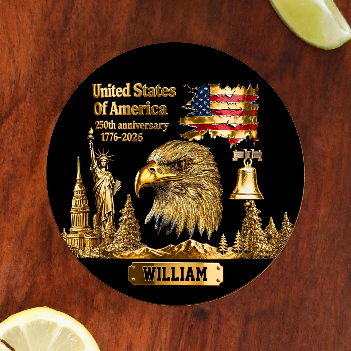 250th Anniversary - Personalized Bald Eagle Whiskey Glass