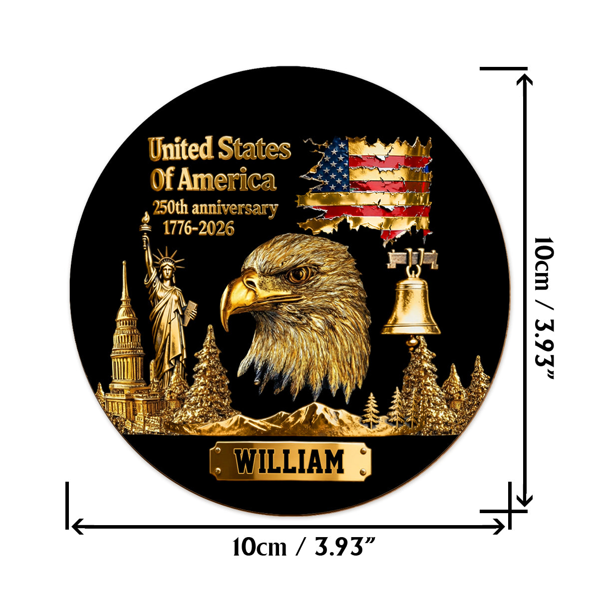 250th Anniversary - Personalized Bald Eagle Whiskey Glass