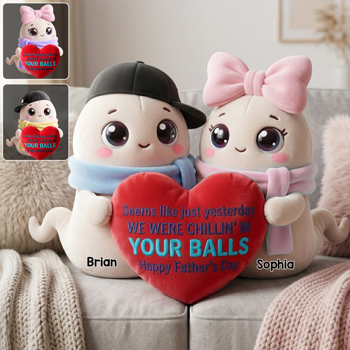 Joyeuse Fête des Pères - Coussin Personnalisé en Fourrure Synthétique Premium