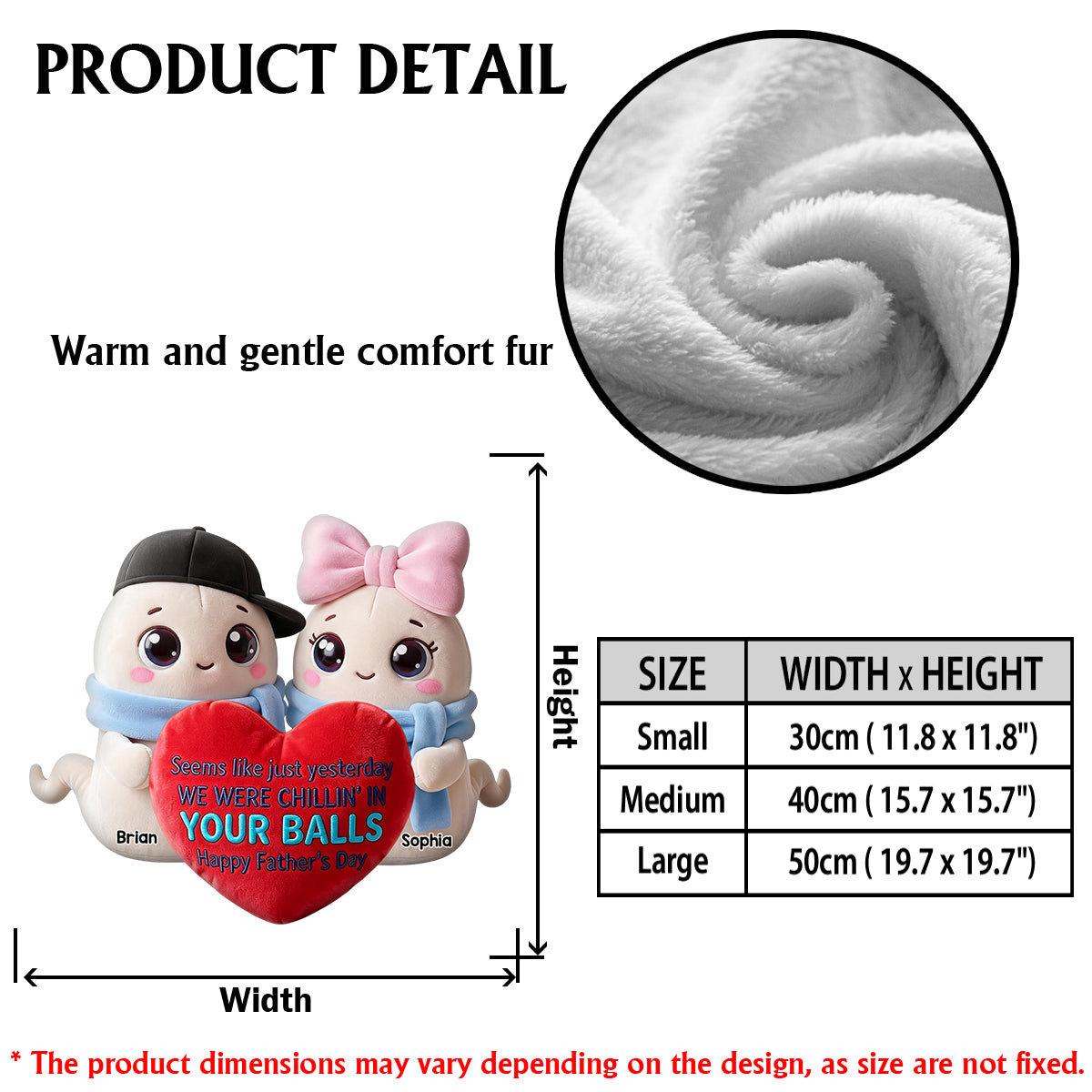 Joyeuse Fête des Pères - Coussin Personnalisé en Fourrure Synthétique Premium
