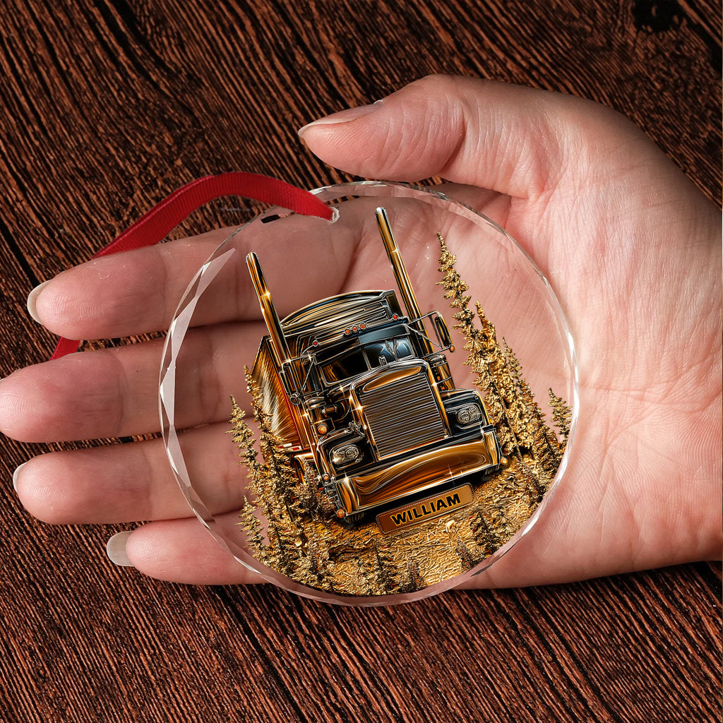 Meilleur chauffeur routier - Ornement en verre rond personnalisé pour camionneur