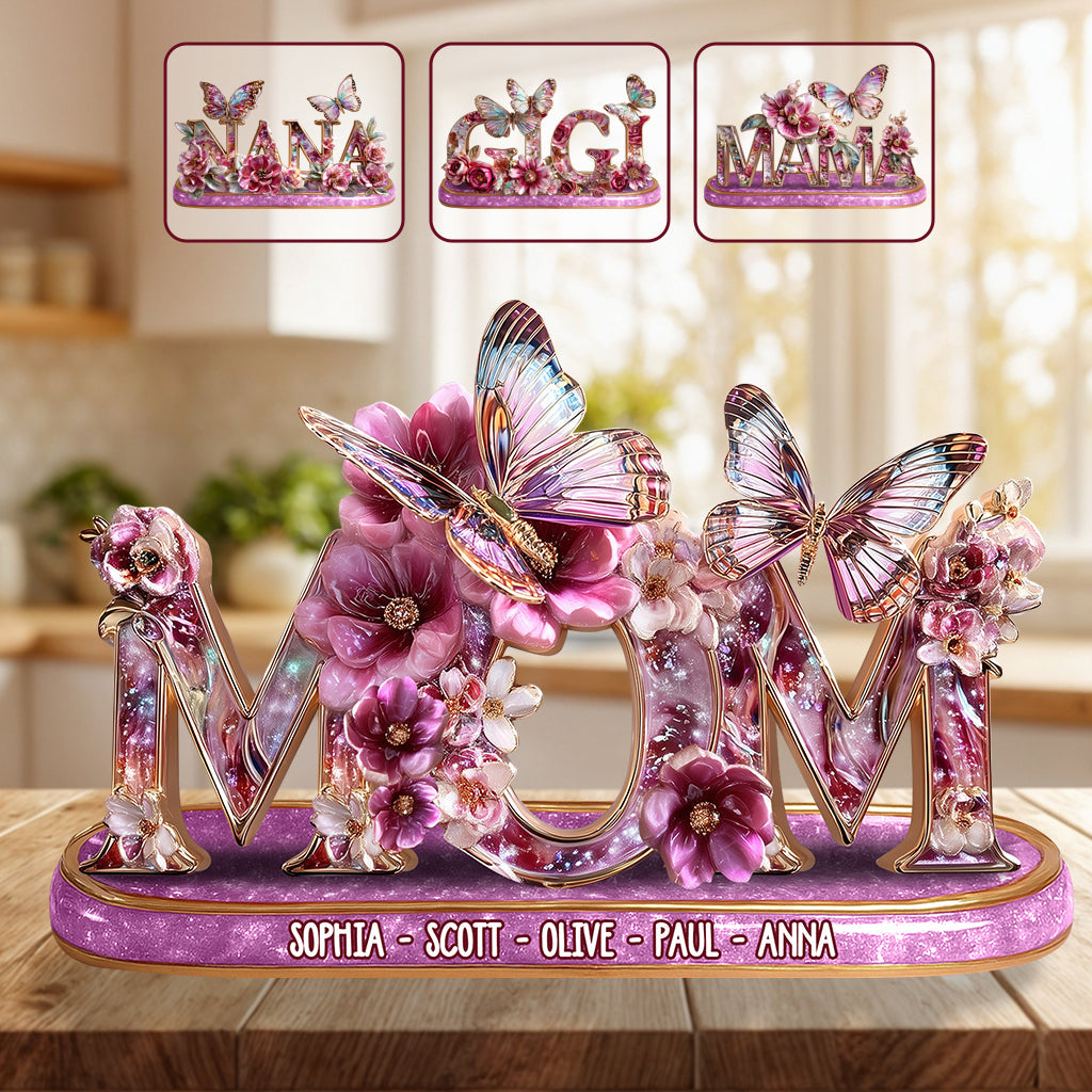 Gift For Mom Flower - Personalized Mother Custom Shaped Acrylic Plaque