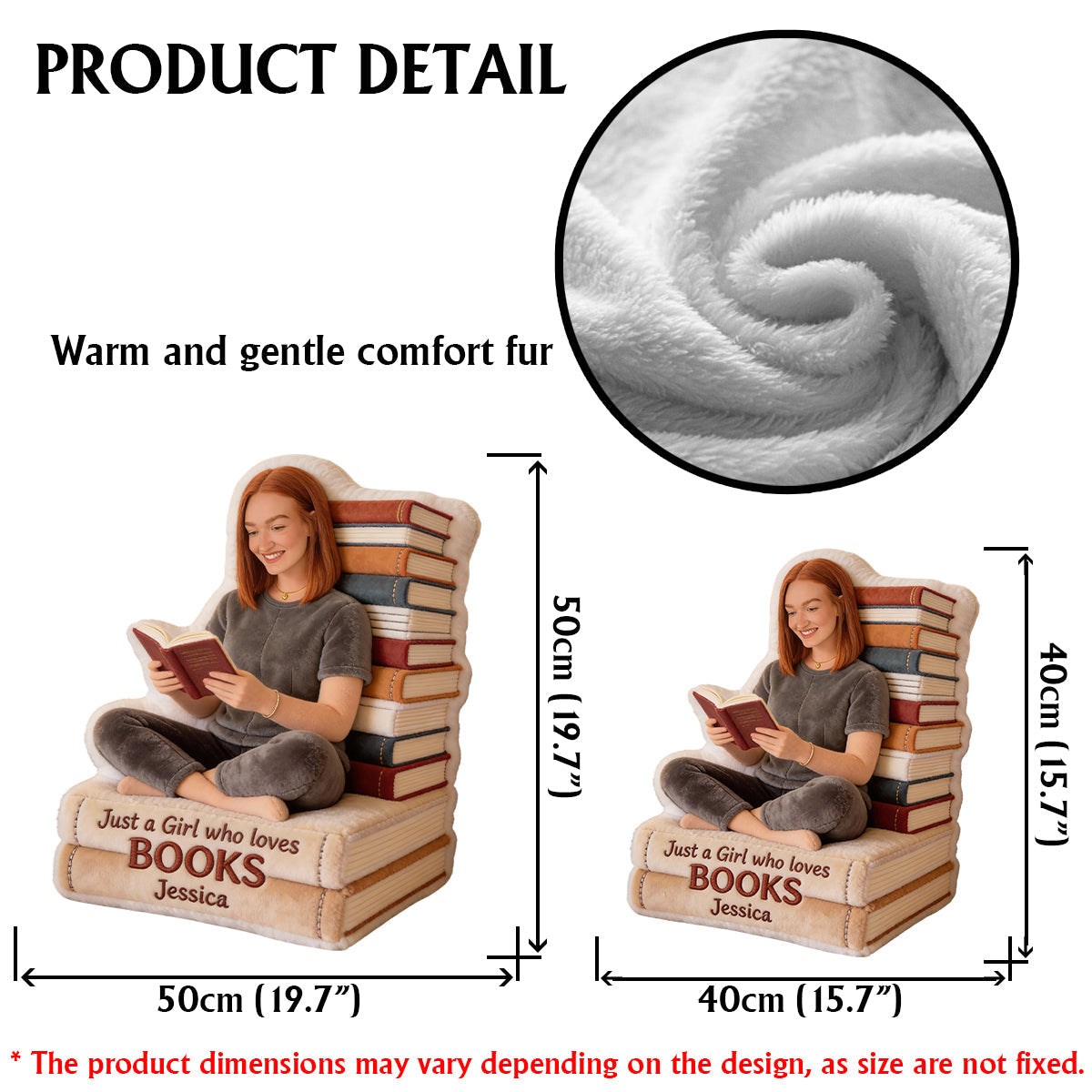 Just A Girl Who Loves Books - Personalized Book Faux Fur Shaped Pillow