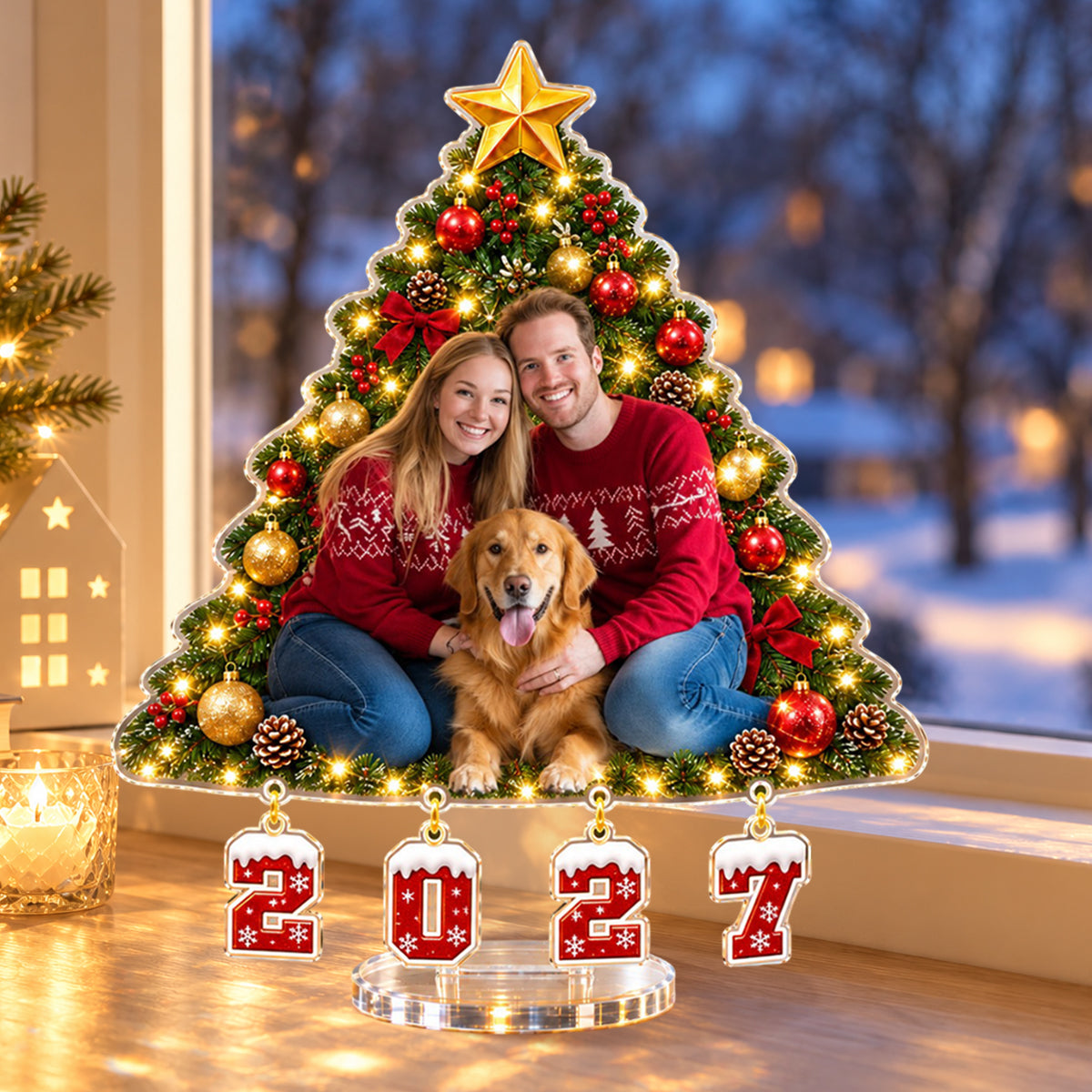 Family Forever Christmas Gift For Family Members - Personalized Family Light Up Standee With Charms