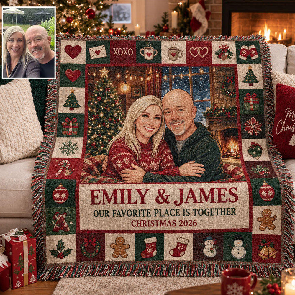 Christmas With You - Personalized Couple Woven Blanket