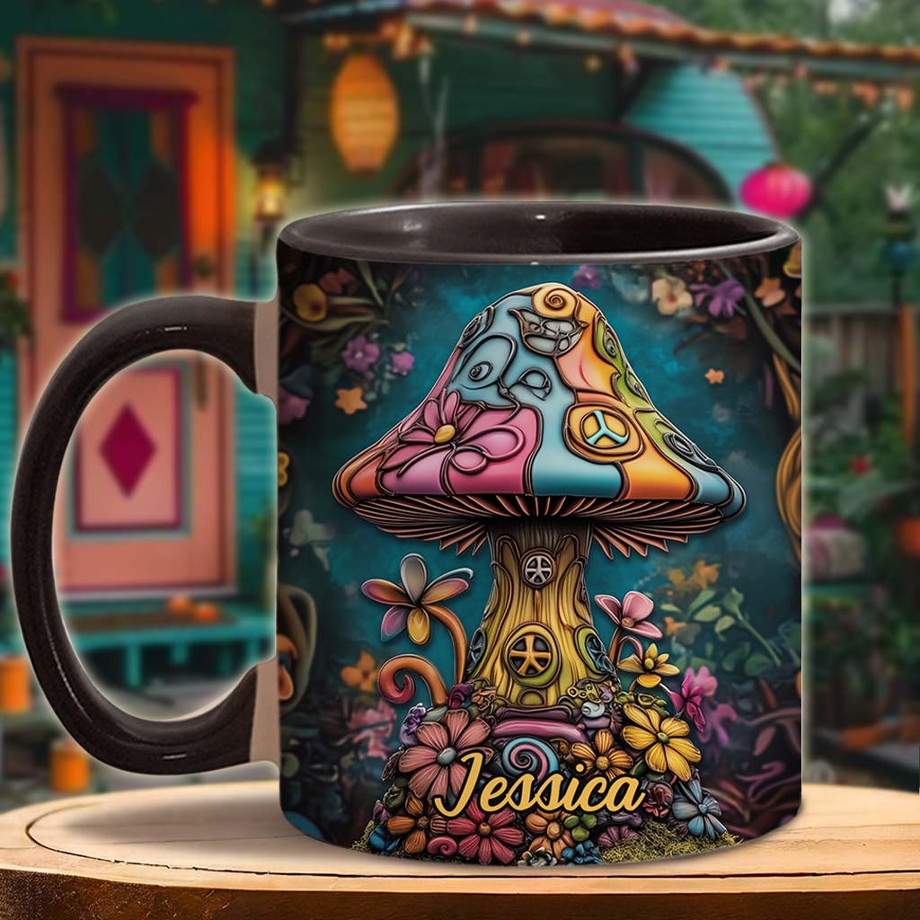 Hippie Soul Peace Mushroom - Personalized Hippie Accent Mug