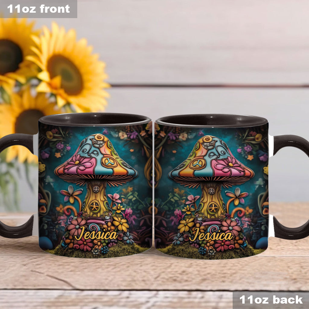 Hippie Soul Peace Mushroom - Personalized Hippie Accent Mug