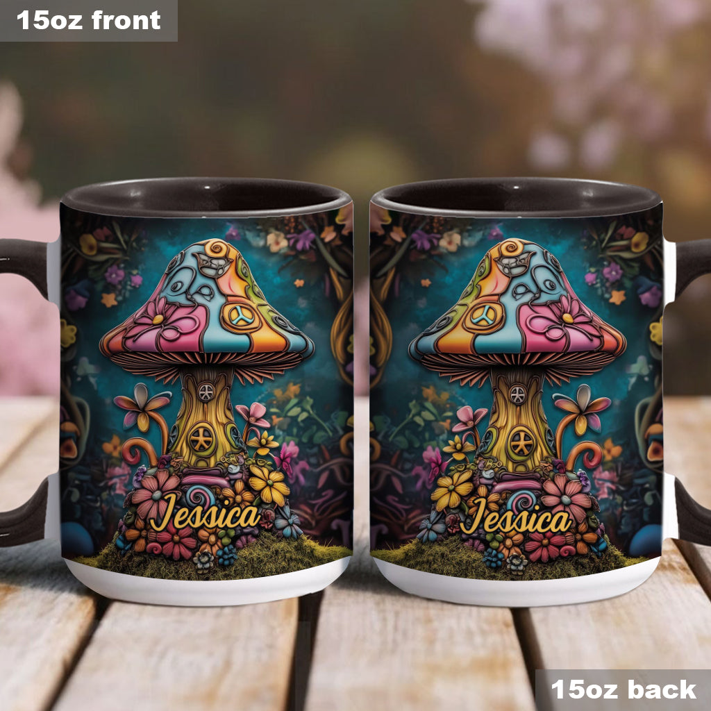 Hippie Soul Peace Mushroom - Personalized Hippie Accent Mug