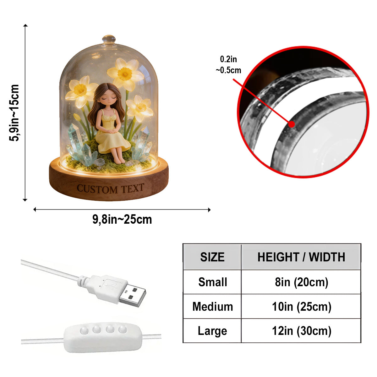 Custom Any Birthmonth Flower & Birthstone From Any Photo - Personalized Birth Month Flower Acrylic LED Night Light