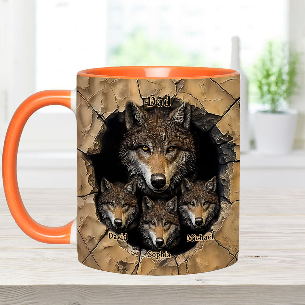 Papa's Wolf Pack - Personalized Wolf Accent Mug