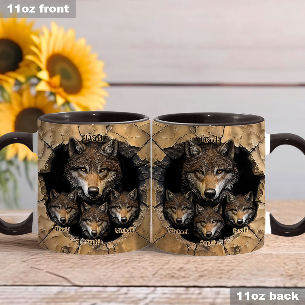 Papa's Wolf Pack - Personalized Wolf Accent Mug