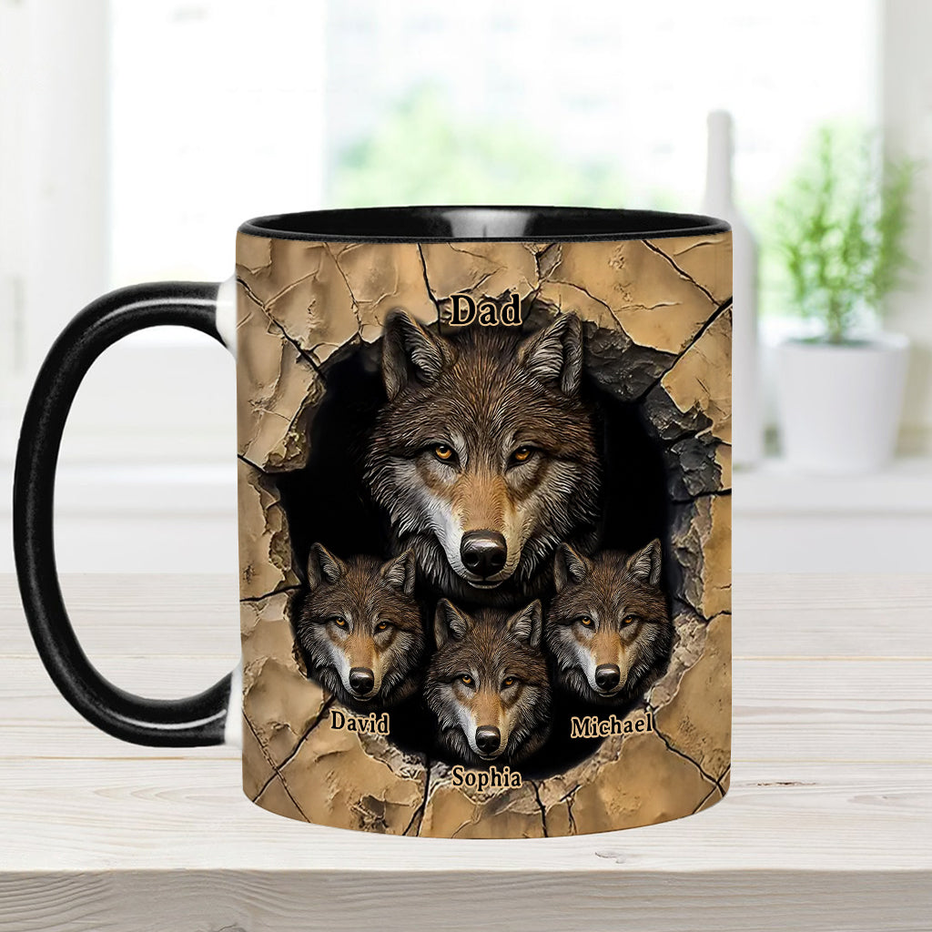 Papa's Wolf Pack - Personalized Wolf Accent Mug