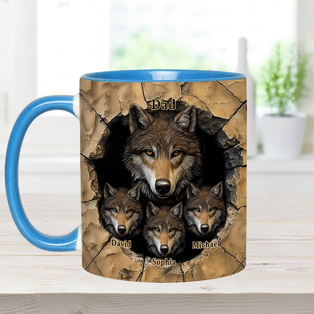 Papa's Wolf Pack - Personalized Wolf Accent Mug