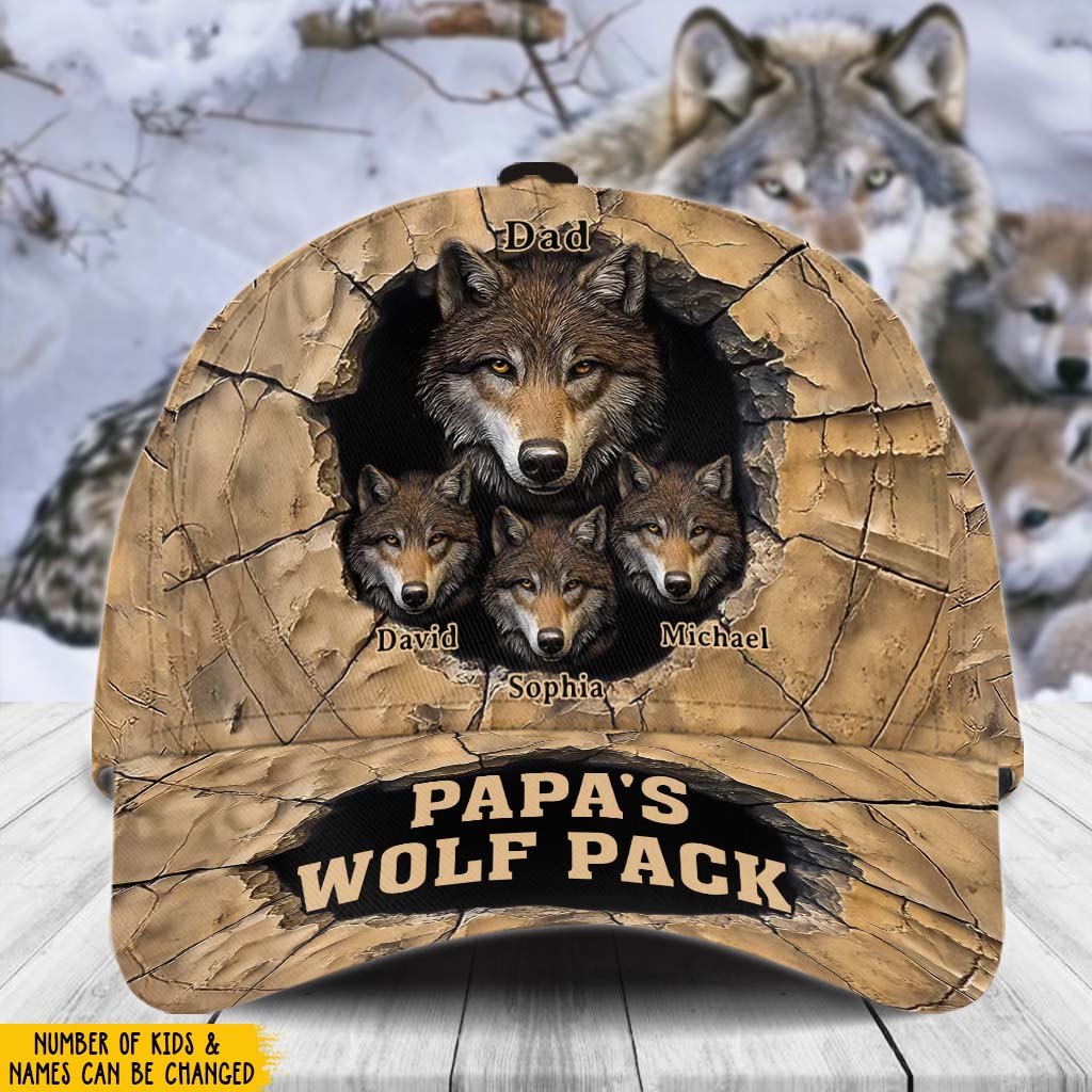 Papa's Wolf Pack - Personalized Father Classic Cap