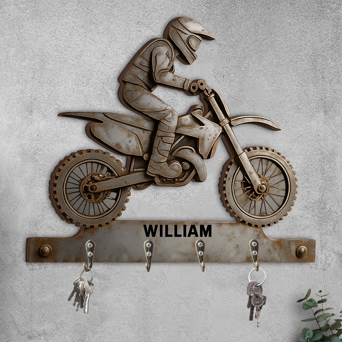 Dirt Bike/ Motocross Key Hanger - Personalized Dirt Bike Custom Shaped Key Rack