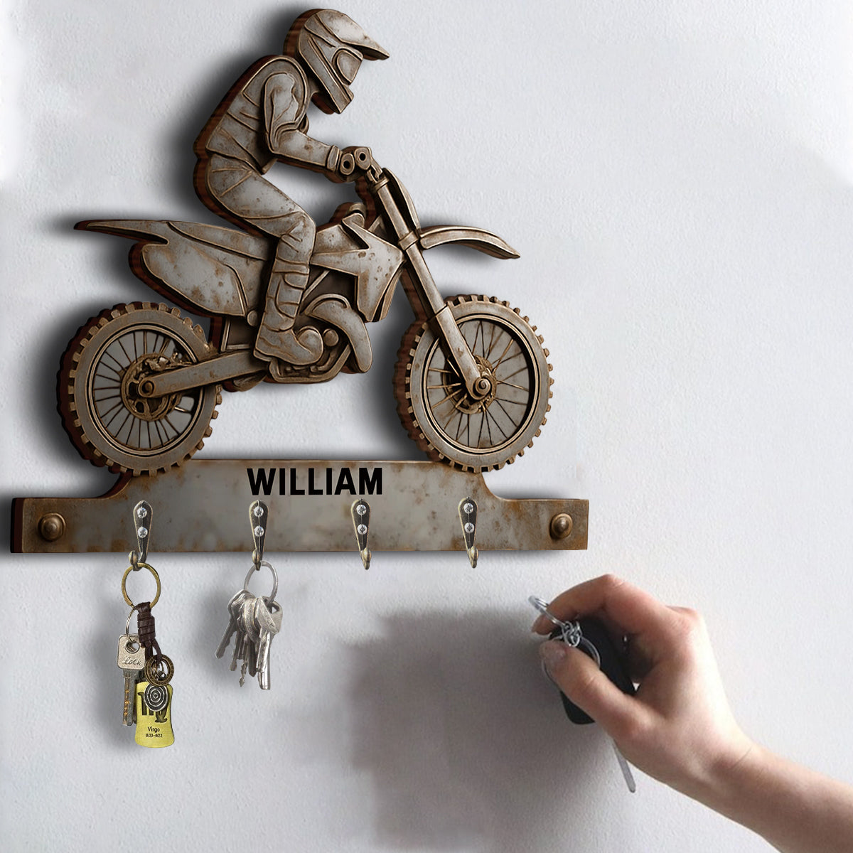 Dirt Bike/ Motocross Key Hanger - Personalized Dirt Bike Custom Shaped Key Rack