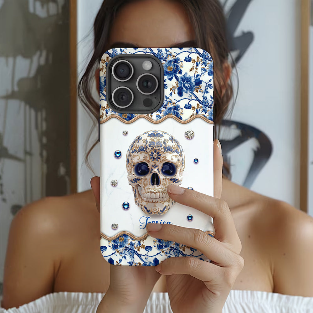 Skull Toile de Jouy - Personalized Skull Full Print Phone Case