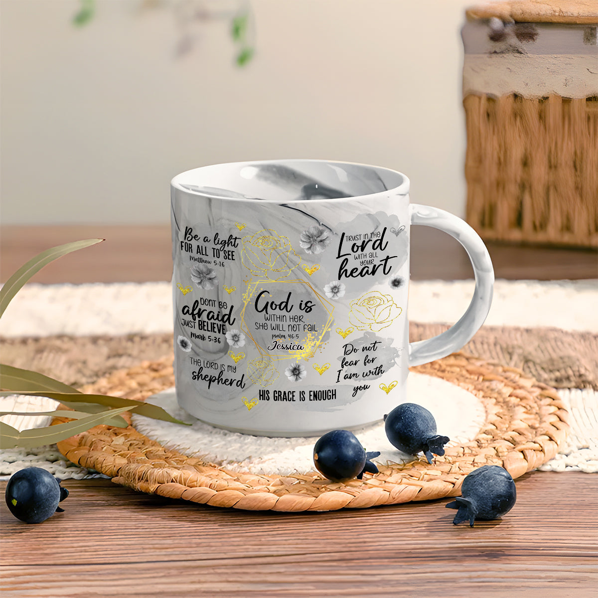 Affirmation chrétienne - Mug en marbre personnalisé