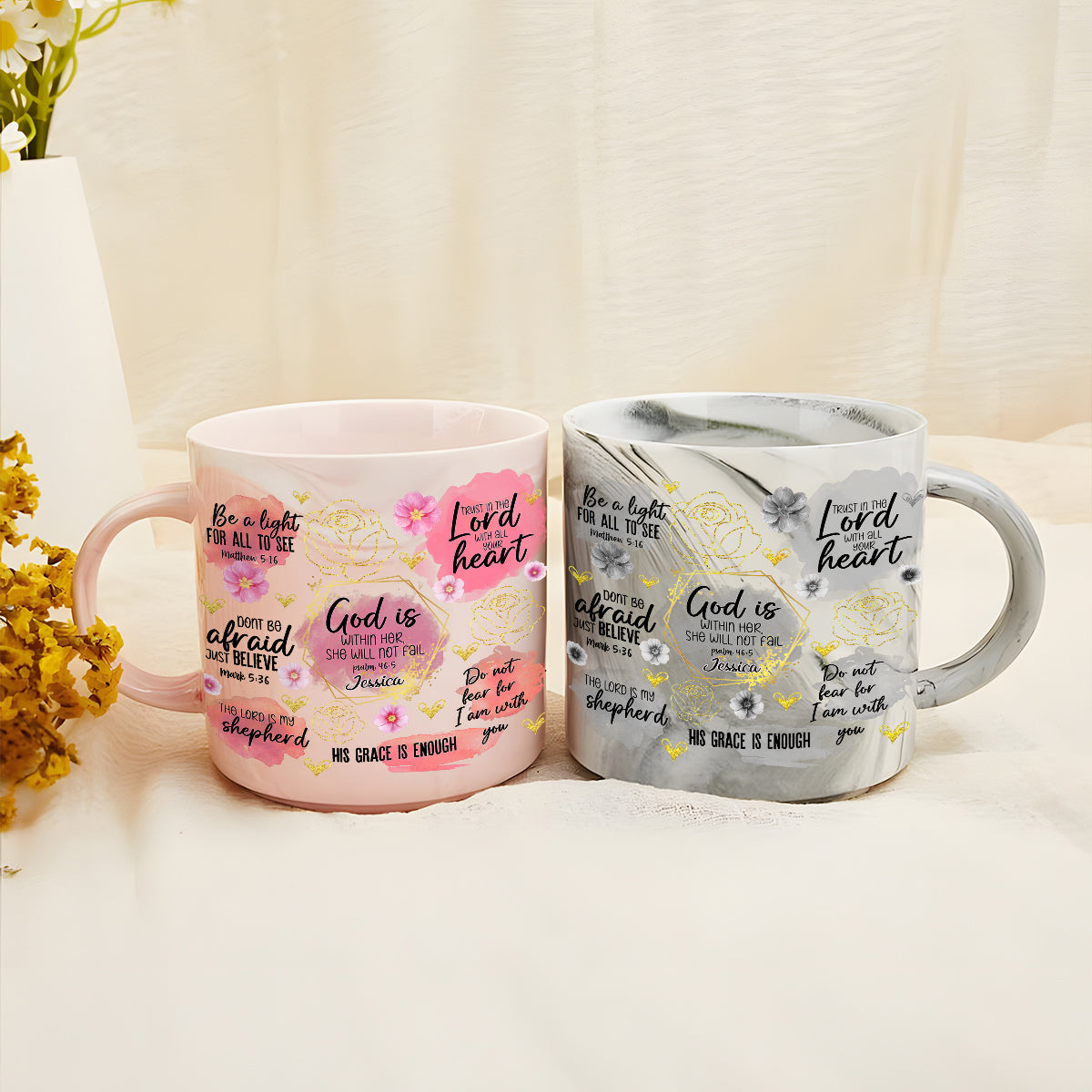 Affirmation chrétienne - Mug en marbre personnalisé