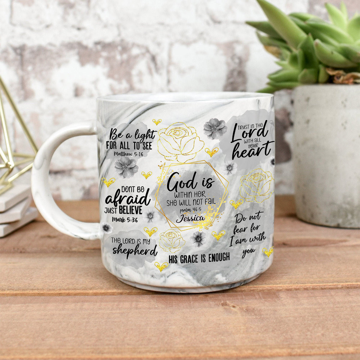 Affirmation chrétienne - Mug en marbre personnalisé
