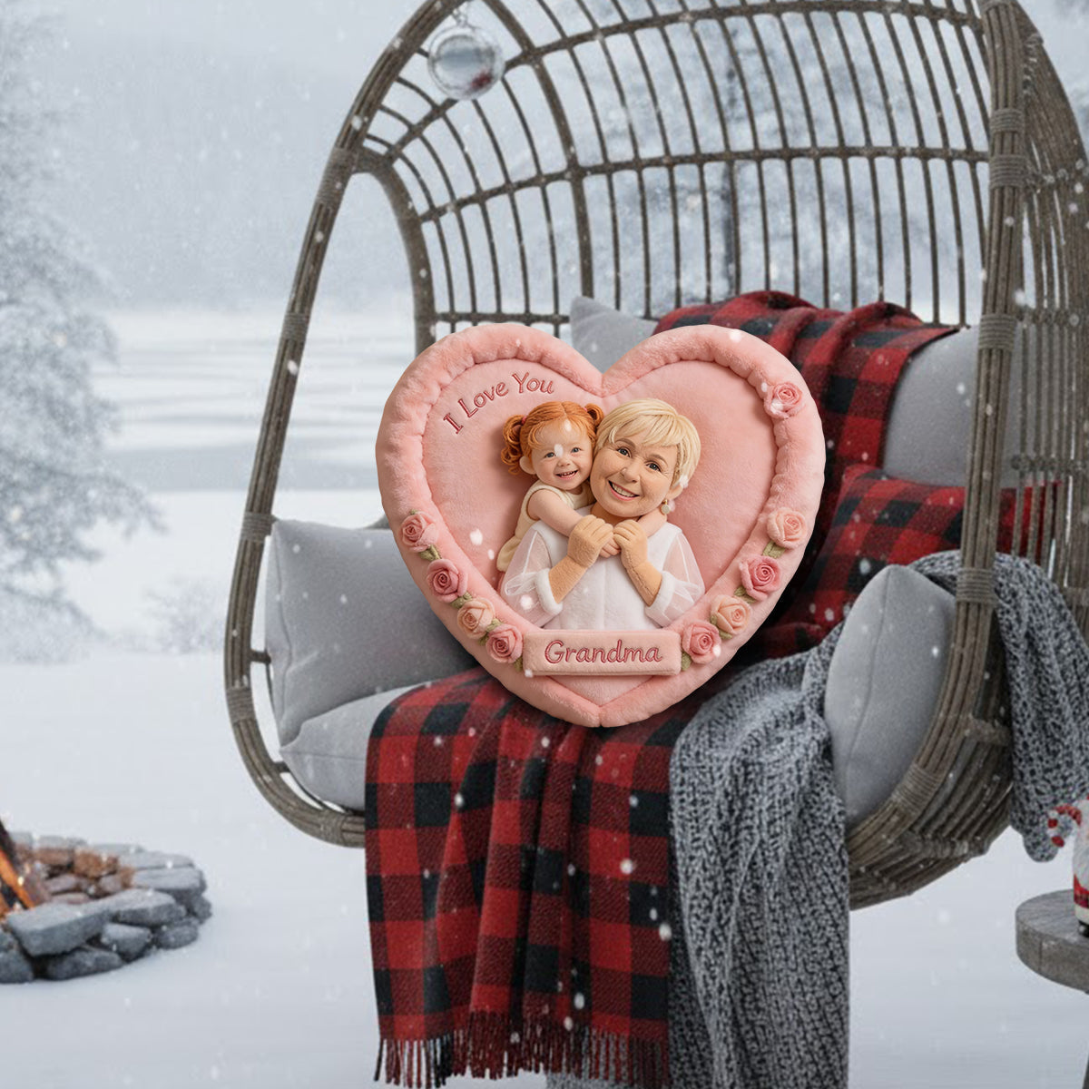 Coussin personnalisé en fausse fourrure en forme de maman - Cadeau idéal pour maman ou grand-mère - Personnalisez-le avec n'importe quelle photo