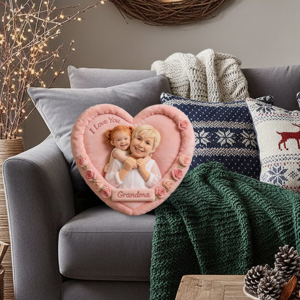 Coussin personnalisé en fausse fourrure en forme de maman - Cadeau idéal pour maman ou grand-mère - Personnalisez-le avec n'importe quelle photo