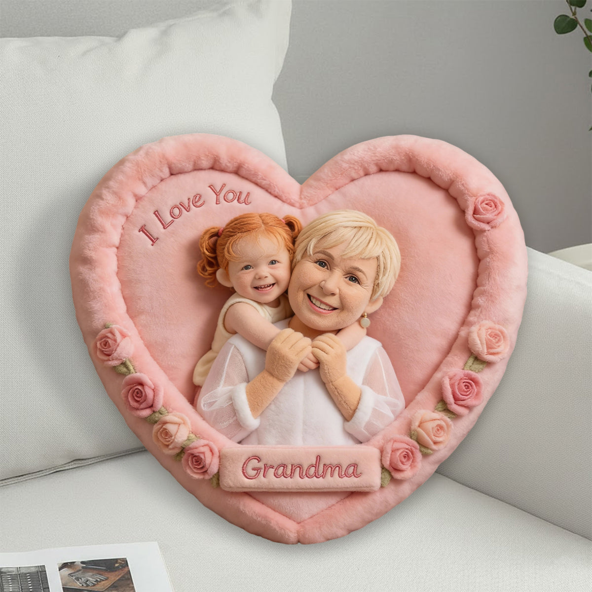 Coussin personnalisé en fausse fourrure en forme de maman - Cadeau idéal pour maman ou grand-mère - Personnalisez-le avec n'importe quelle photo