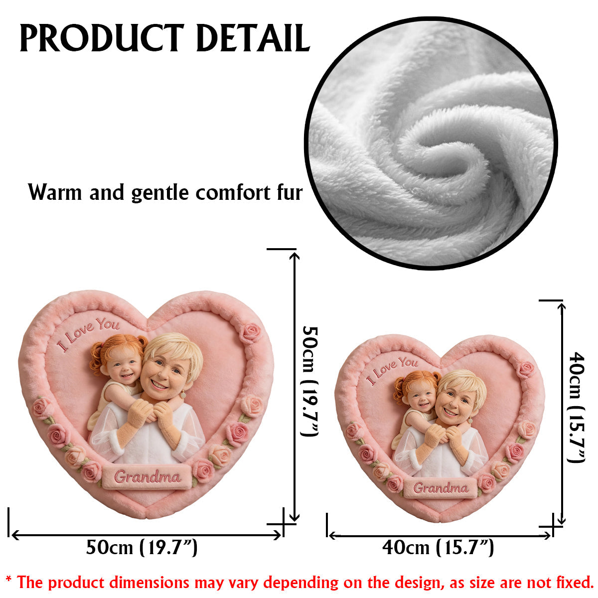 Coussin personnalisé en fausse fourrure en forme de maman - Cadeau idéal pour maman ou grand-mère - Personnalisez-le avec n'importe quelle photo