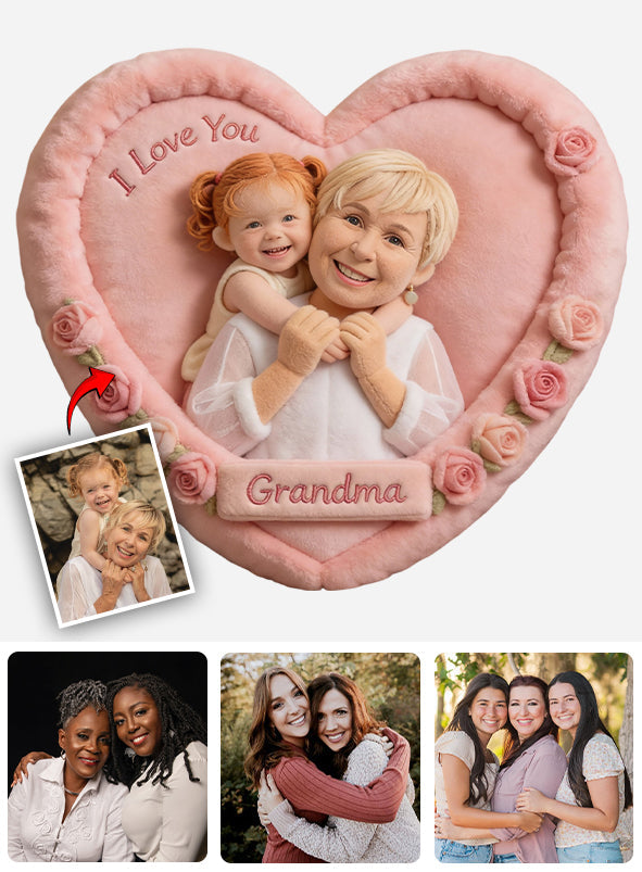 Coussin personnalisé en fausse fourrure en forme de maman - Cadeau idéal pour maman ou grand-mère - Personnalisez-le avec n'importe quelle photo