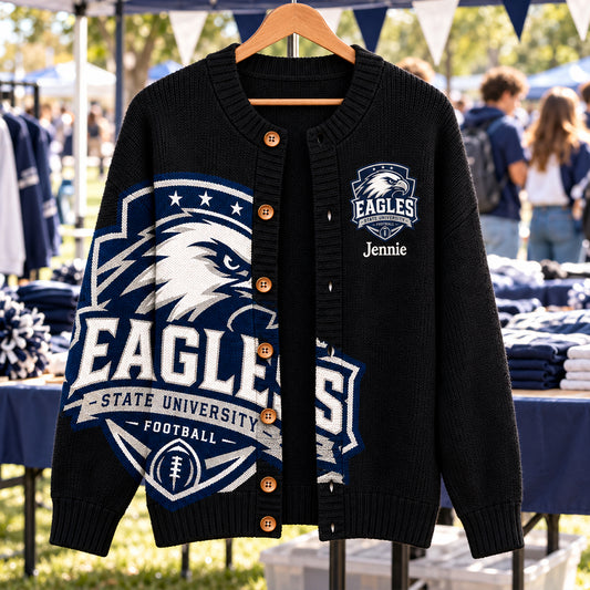 Logo Team For Sport Lovers - Personalized Football Cardigan Sweater
