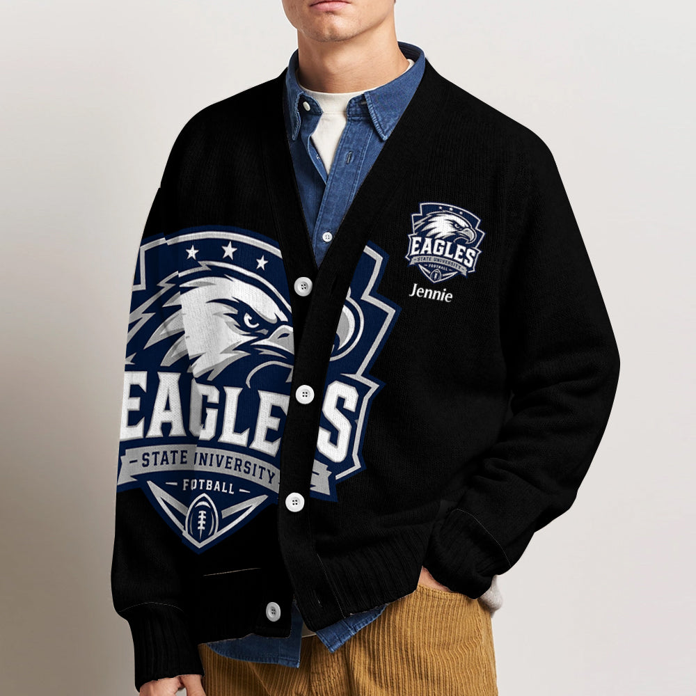Logo Team For Sport Lovers - Personalized Football Cardigan Sweater