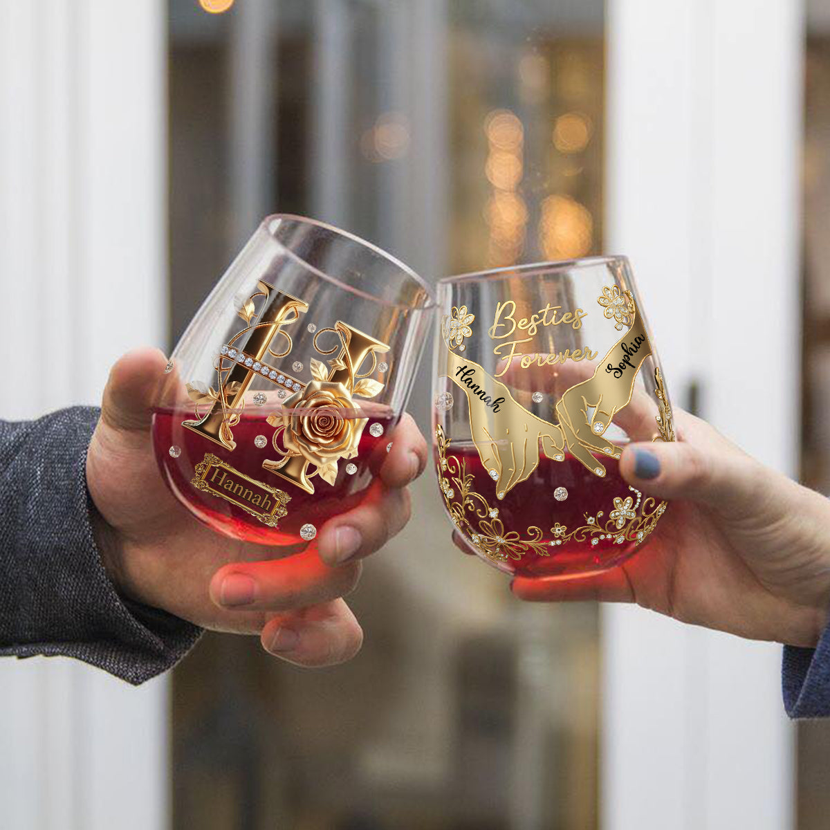 Meilleures amies pour toujours - Verre à vin personnalisé « Meilleures amies »