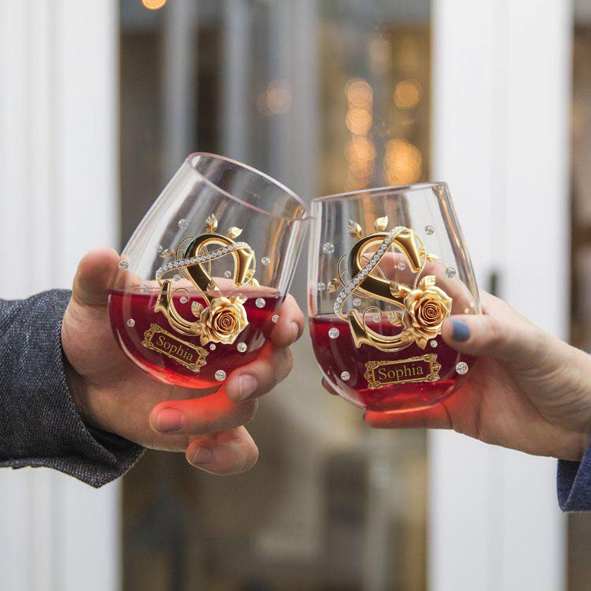 Initiale de l'alphabet pour les amateurs de vin - Verre à vin personnalisé