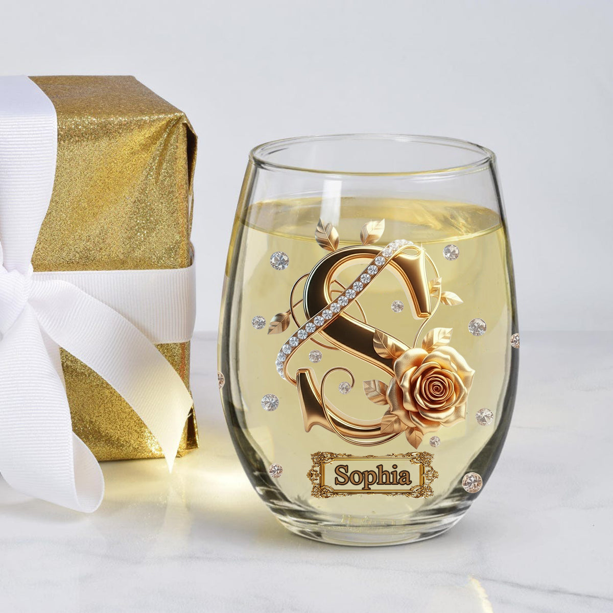 Initiale de l'alphabet pour les amateurs de vin - Verre à vin personnalisé