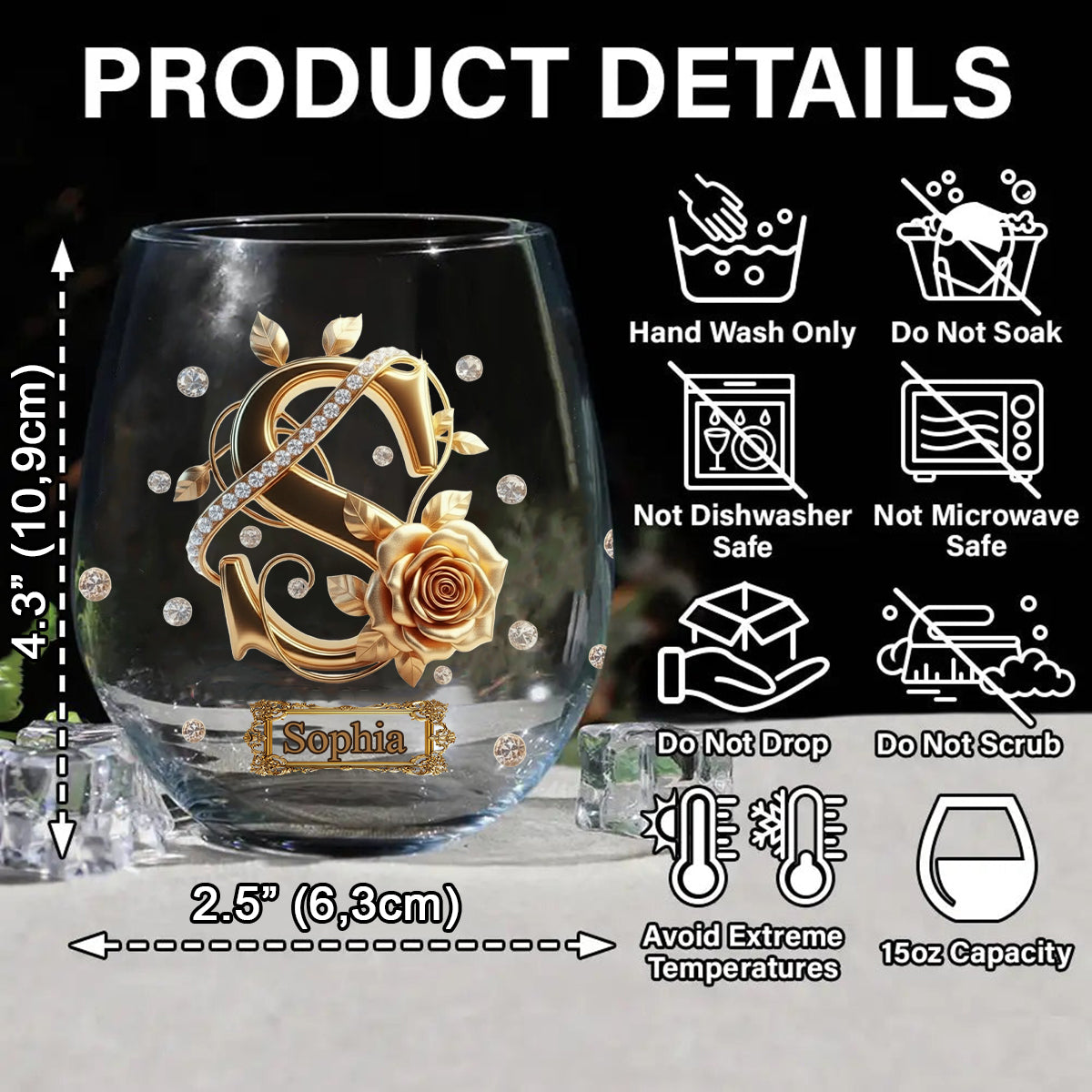 Initiale de l'alphabet pour les amateurs de vin - Verre à vin personnalisé