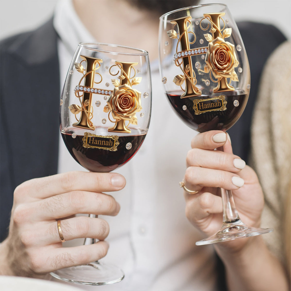 Initiale de l'alphabet pour les amateurs de vin - Verre à vin personnalisé à longue tige