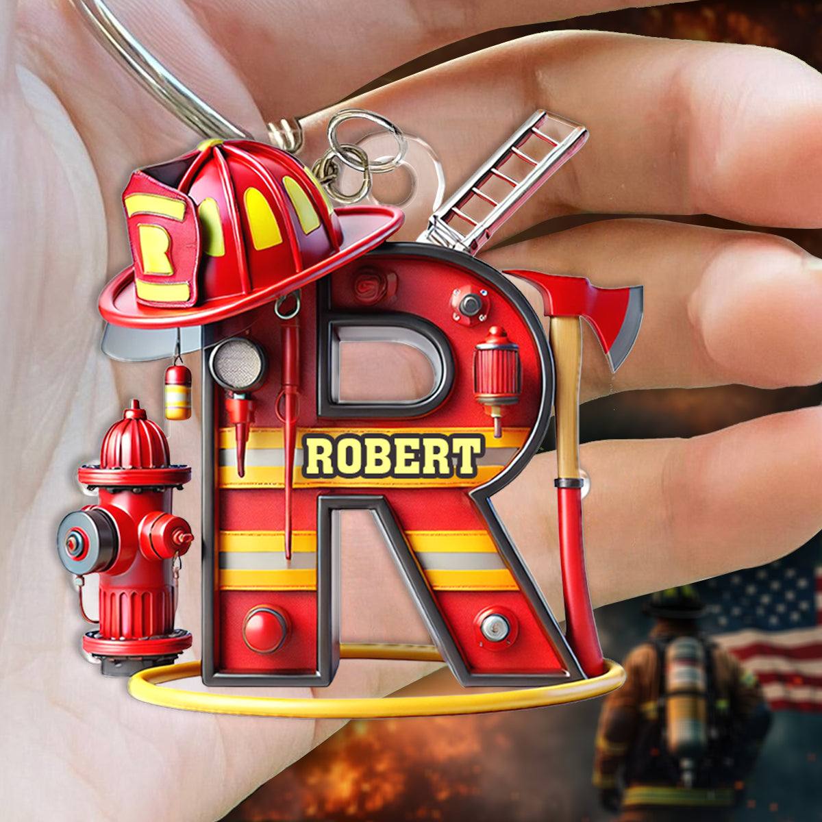 Alphabet Firefighter - Personalized Firefighter Keychain