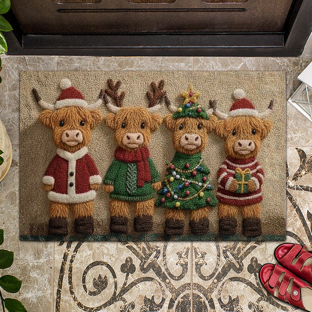 Lovely Highland Cows Christmas - Highland Cow Doormat
