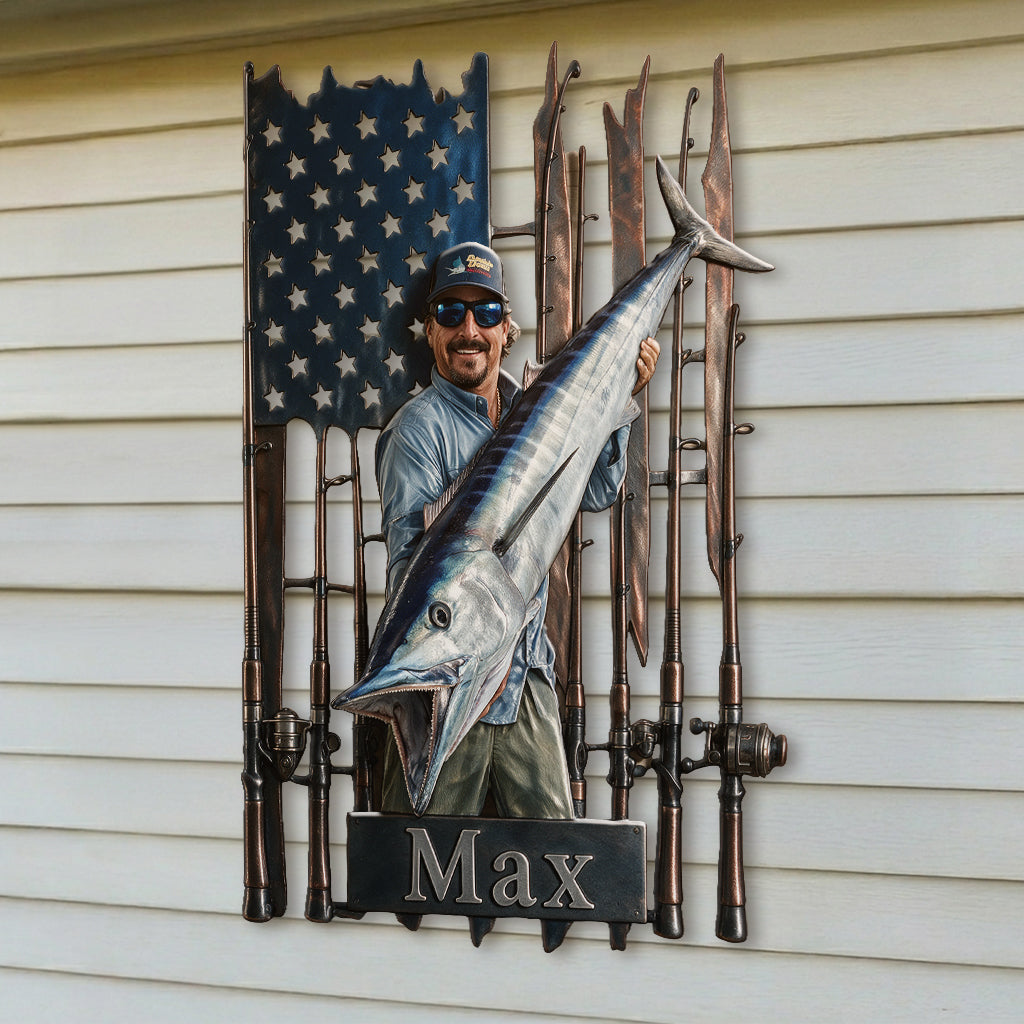 Fishing Time - Personalized Fishing 3D Printed Cut Metal Sign