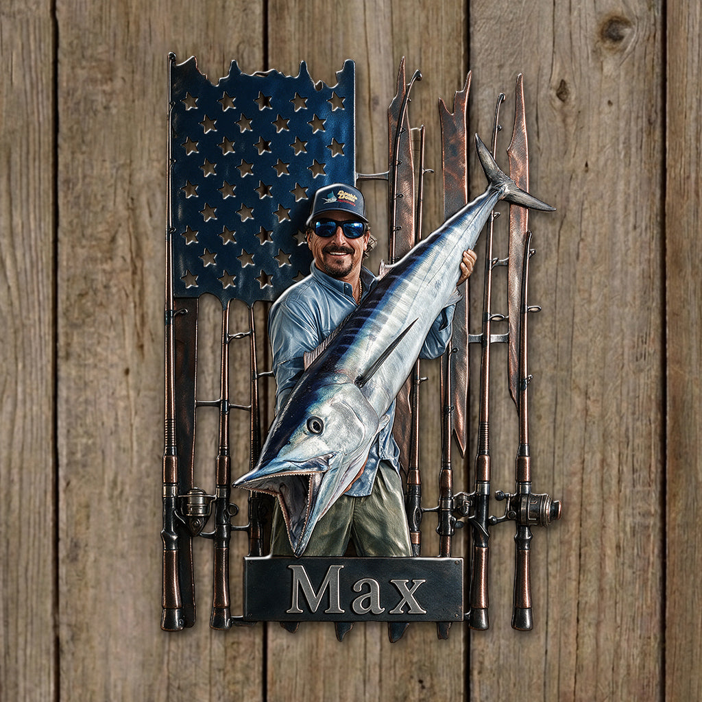 Fishing Time - Personalized Fishing 3D Printed Cut Metal Sign