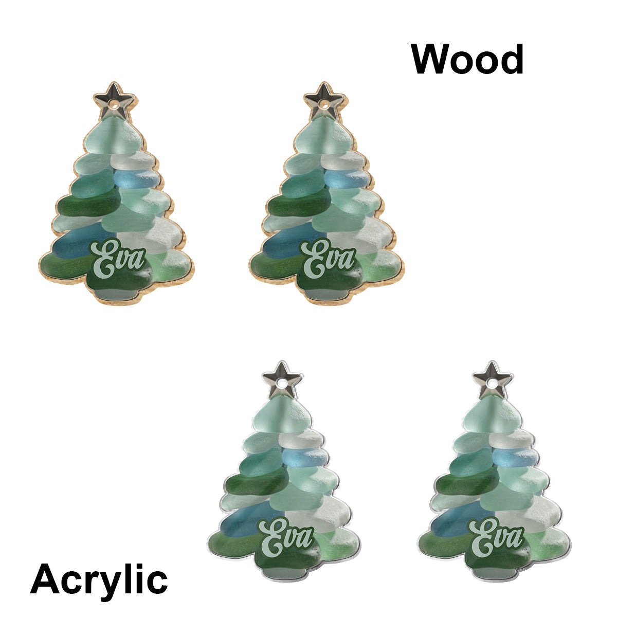 Sapin de Noël en verre de mer - Boucles d'oreilles de Noël personnalisées